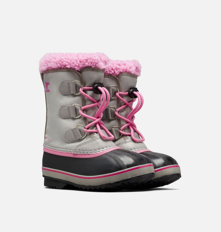 Kids Snow Boots Grey/Black/Pink - Sorel Youth Yoot Pac™ Nylon - 096587-WPH